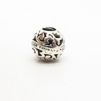 925 Sterling Silver Chamilia "Thank You" Ornate Design Bead Charm