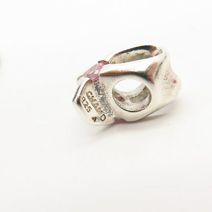 925 Sterling Silver Chamilia Pink C Z Ribbon Design Bead Charm