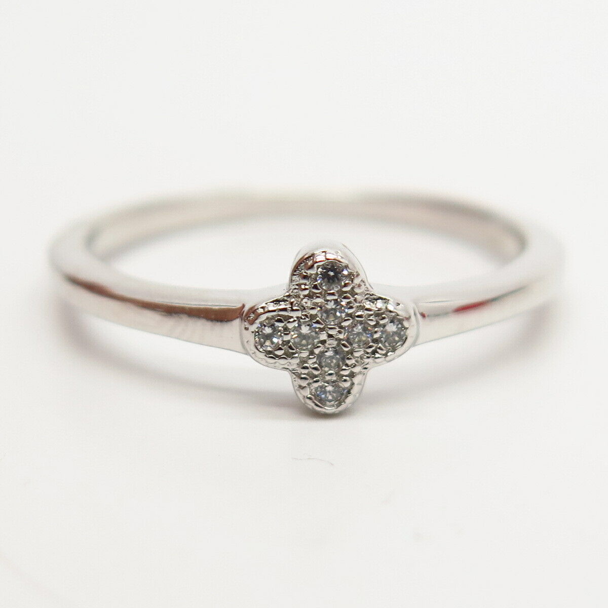 925 Sterling Silver C Z Cross Design Ring