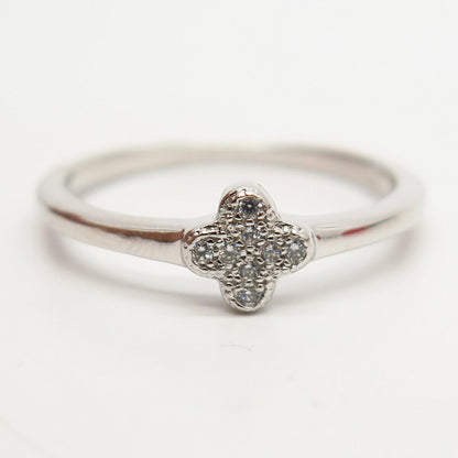 925 Sterling Silver C Z Cross Design Ring