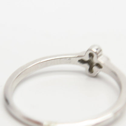 925 Sterling Silver C Z Cross Design Ring