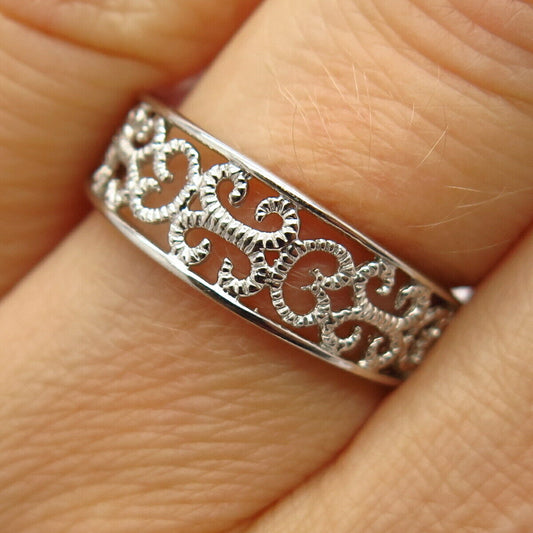 925 Sterling Silver Ornate Design Band Ring