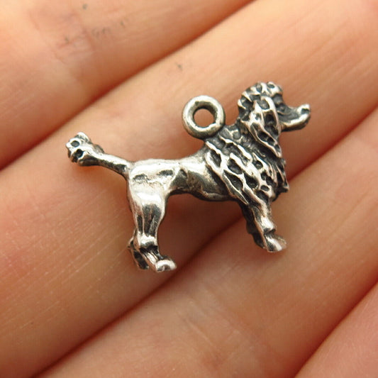 925 Sterling Silver Vintage Poodle Dog Design Charm Pendant