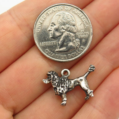 925 Sterling Silver Vintage Poodle Dog Design Charm Pendant