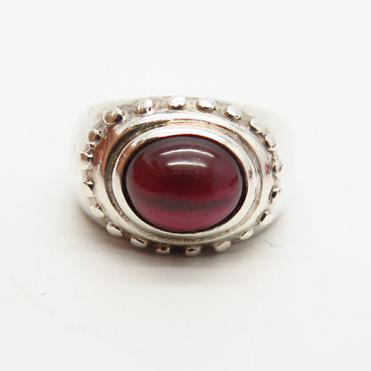 925 Sterling Silver Real Rhodolite Garnet Gemstone Ring Size 6 3/4