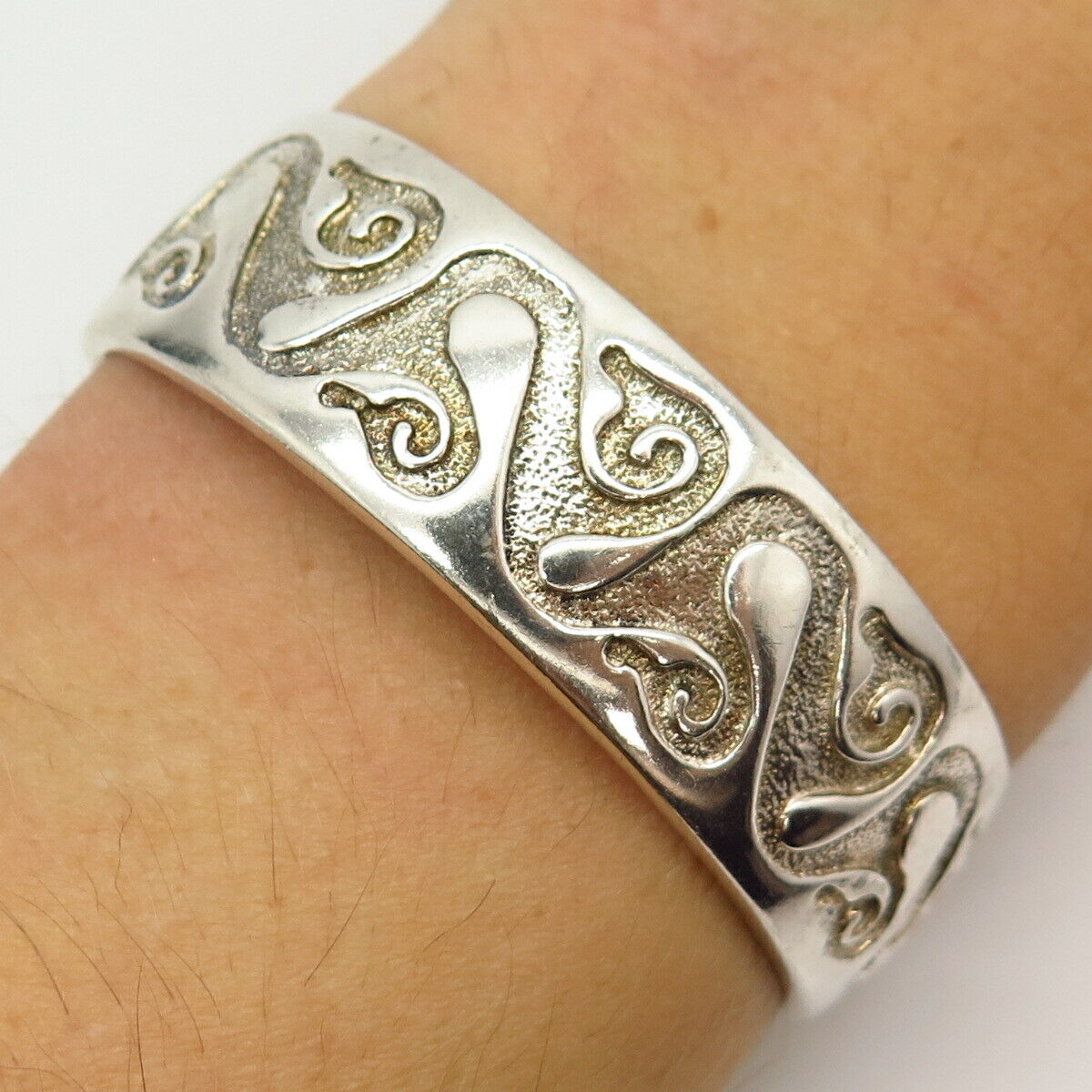 925 Sterling Silver Sadye L Vadssil Abstract Design Cuff Bracelet 6.5"