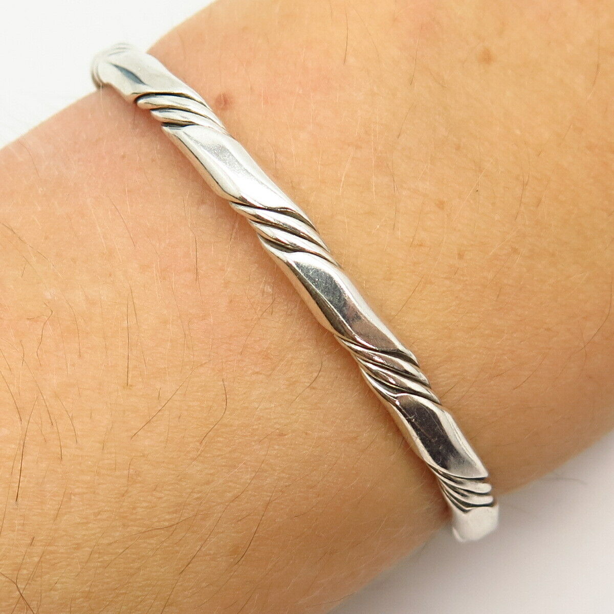 925 Sterling Silver Vintage Twisted Design Cuff Bracelet 6"