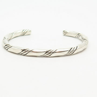 925 Sterling Silver Vintage Twisted Design Cuff Bracelet 6"