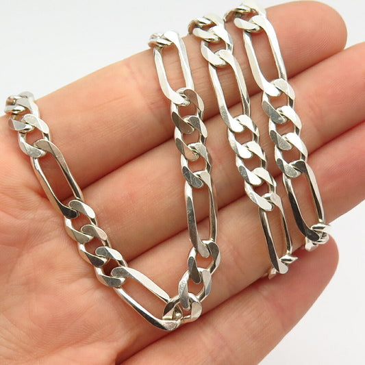 925 Sterling Silver Italy Figaro Chain Necklace 20"