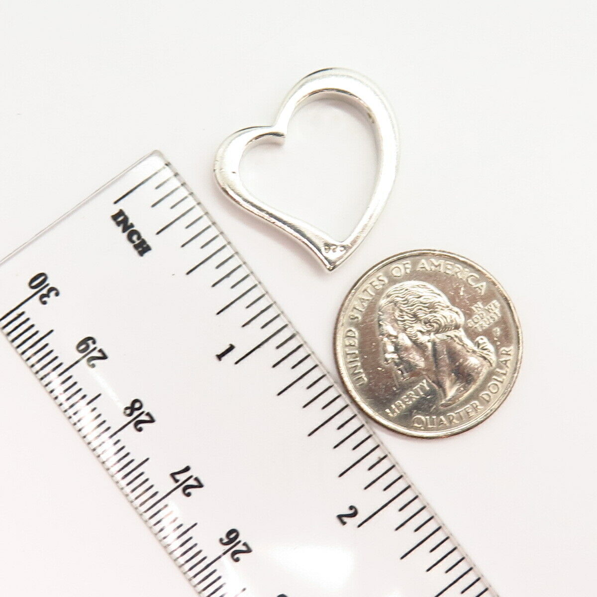 925 Sterling Silver "Love / Courage / Faith" Open Heart Slide Pendant