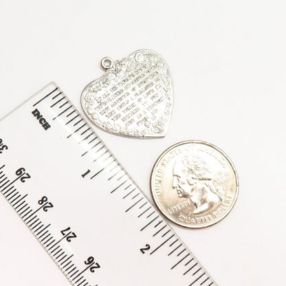 925 Sterling Silver Vintage "Mother"  Heart Shape Pendant