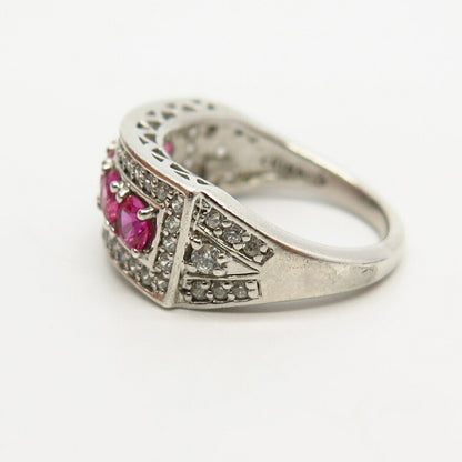 925 Sterling Silver White & Pink C Z Ring Size 6 1/4