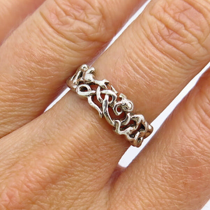 925 Sterling Silver Chain / Braid Design Band Ring Size 6.5