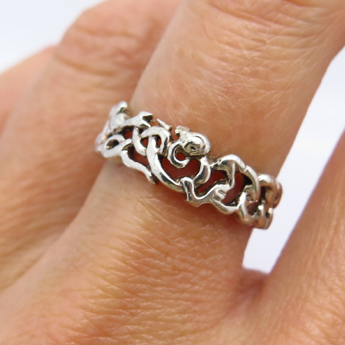 925 Sterling Silver Chain / Braid Design Band Ring Size 6.5