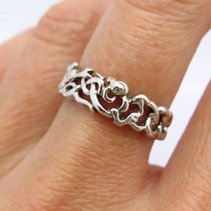 925 Sterling Silver Chain / Braid Design Band Ring Size 6.5