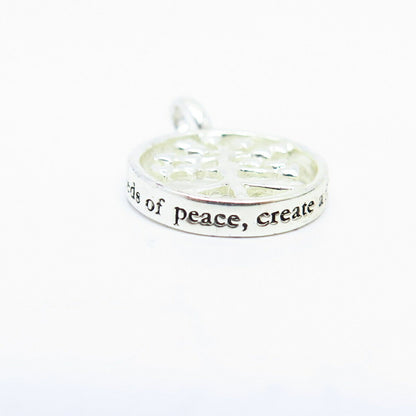 925 Sterling Silver "Plant the Seeds of Peace" Tree Of Life Pendant