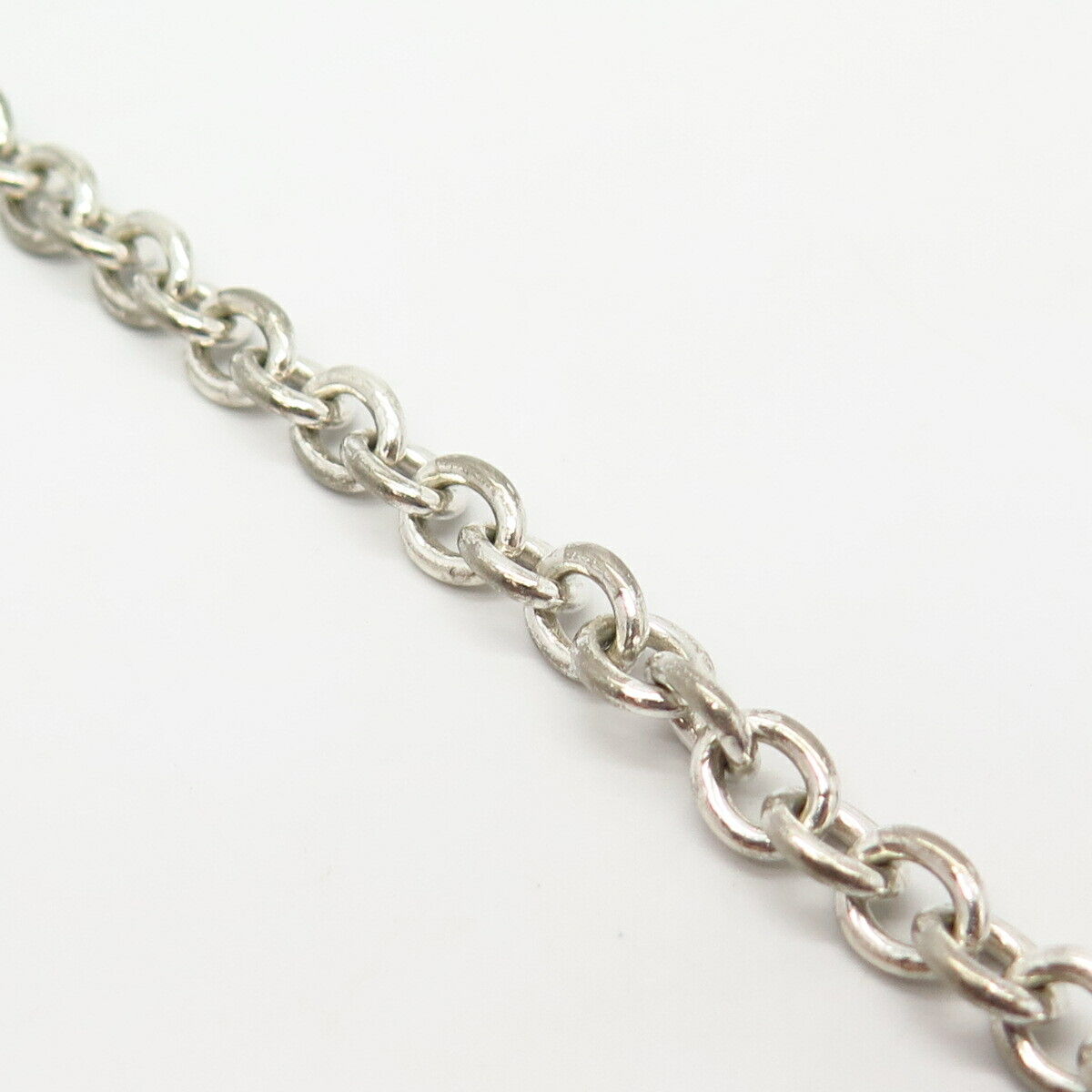 925 Sterling Silver Italy Rolo Link Bracelet 7"