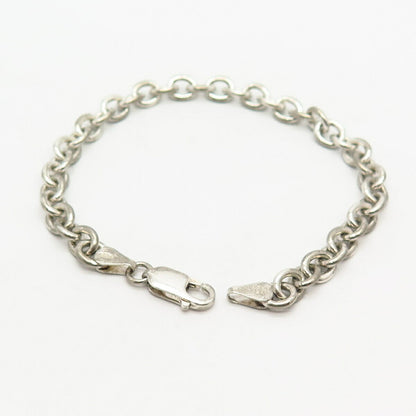 925 Sterling Silver Italy Rolo Link Bracelet 7"