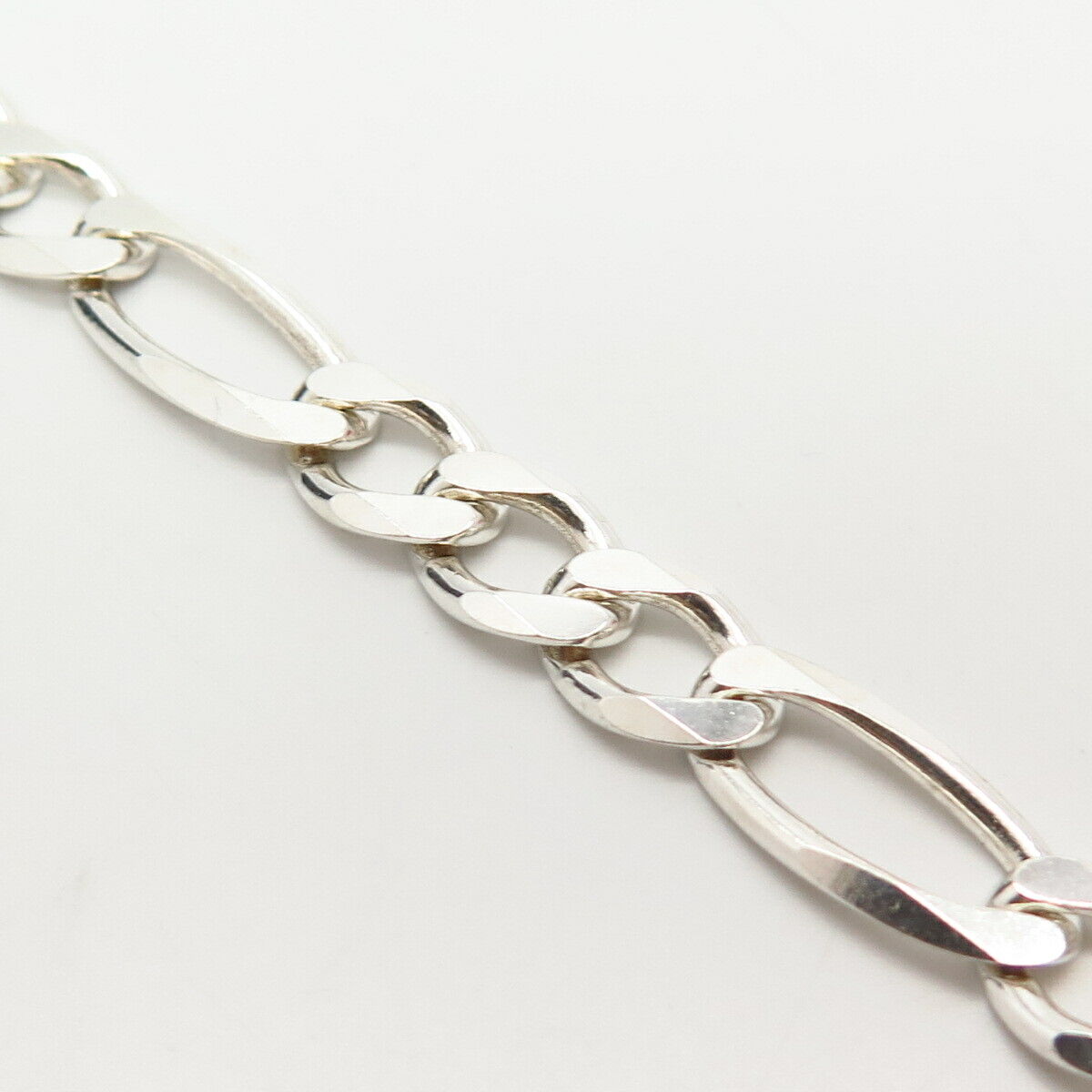 925 Sterling Silver Italy Figaro Link Bracelet 8"