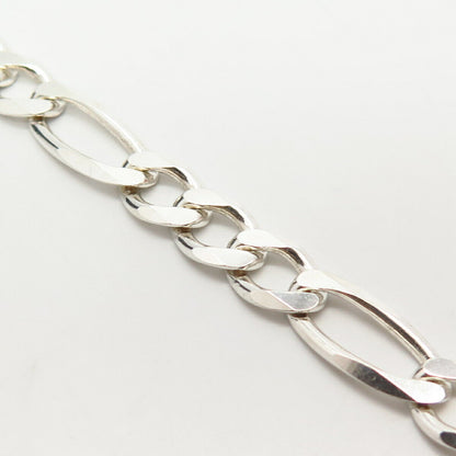 925 Sterling Silver Italy Figaro Link Bracelet 8"