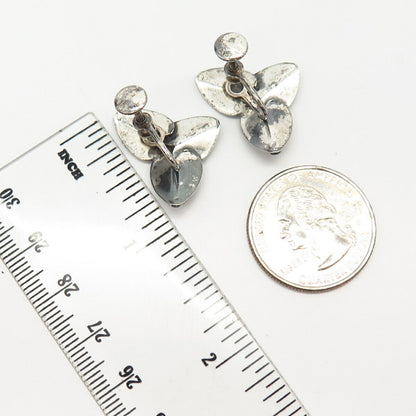 925 Sterling Silver Vintage Jewelart Floral Design Screw Back Earrings