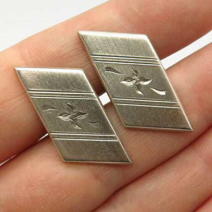 925 Sterling Silver Vintage Carved Design Cufflinks