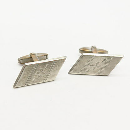 925 Sterling Silver Vintage Carved Design Cufflinks