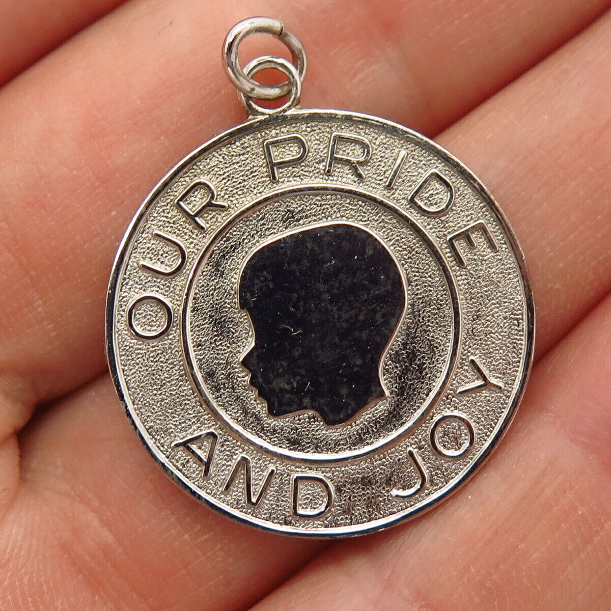 925 Sterling Silver "Our Pride & Joy" Boy's Face Profile Design Pendant