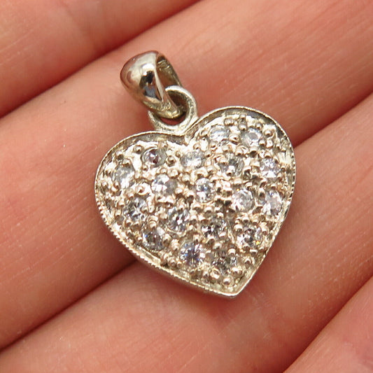 925 Sterling Silver C Z Heart Design Pendant