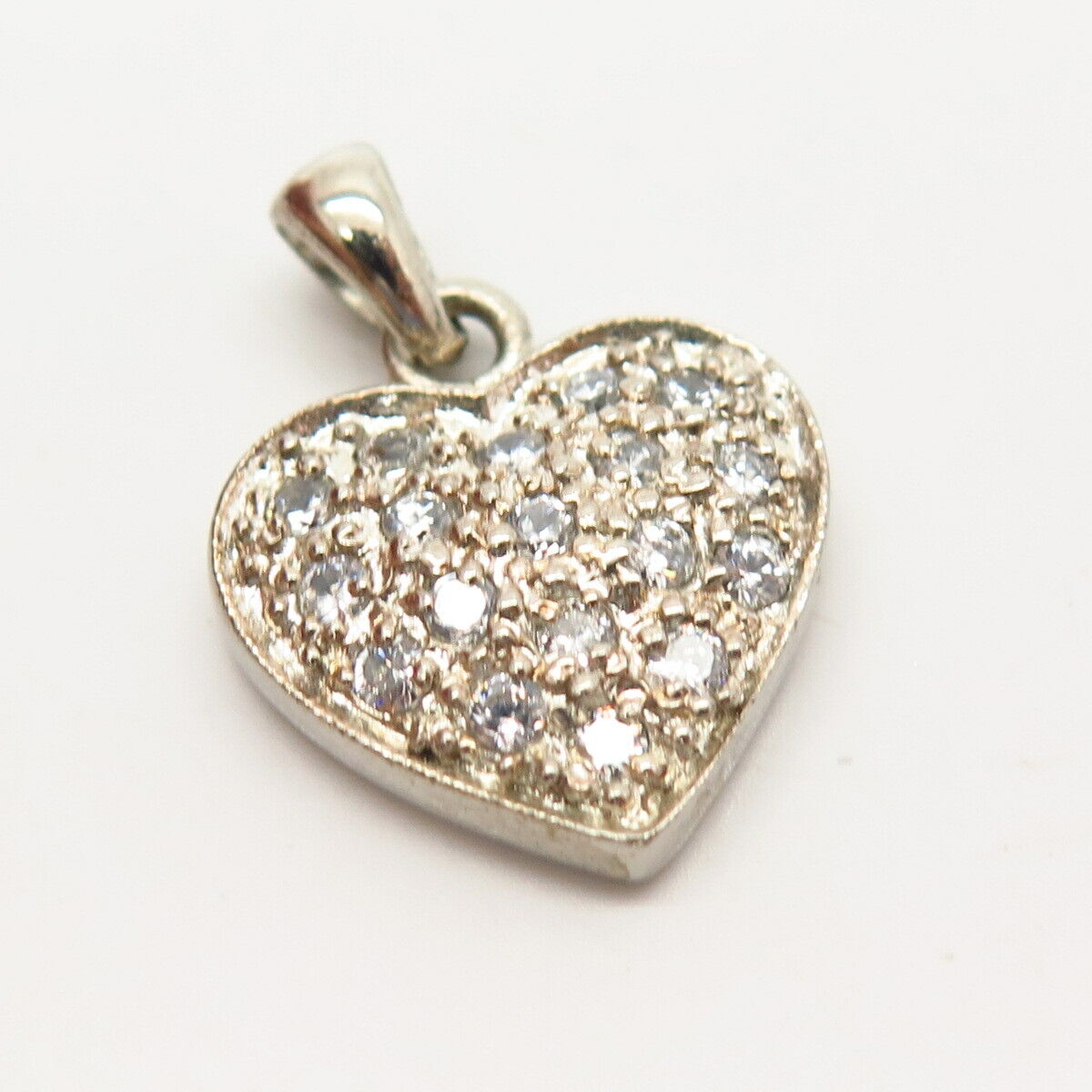 925 Sterling Silver C Z Heart Design Pendant