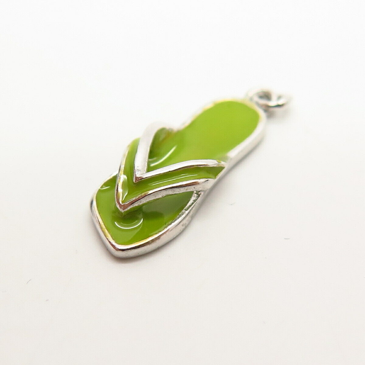 925 Sterling Silver Enamel Flip-Flop Slipper Design Pendant