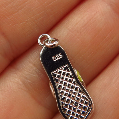 925 Sterling Silver Enamel Flip-Flop Slipper Design Pendant