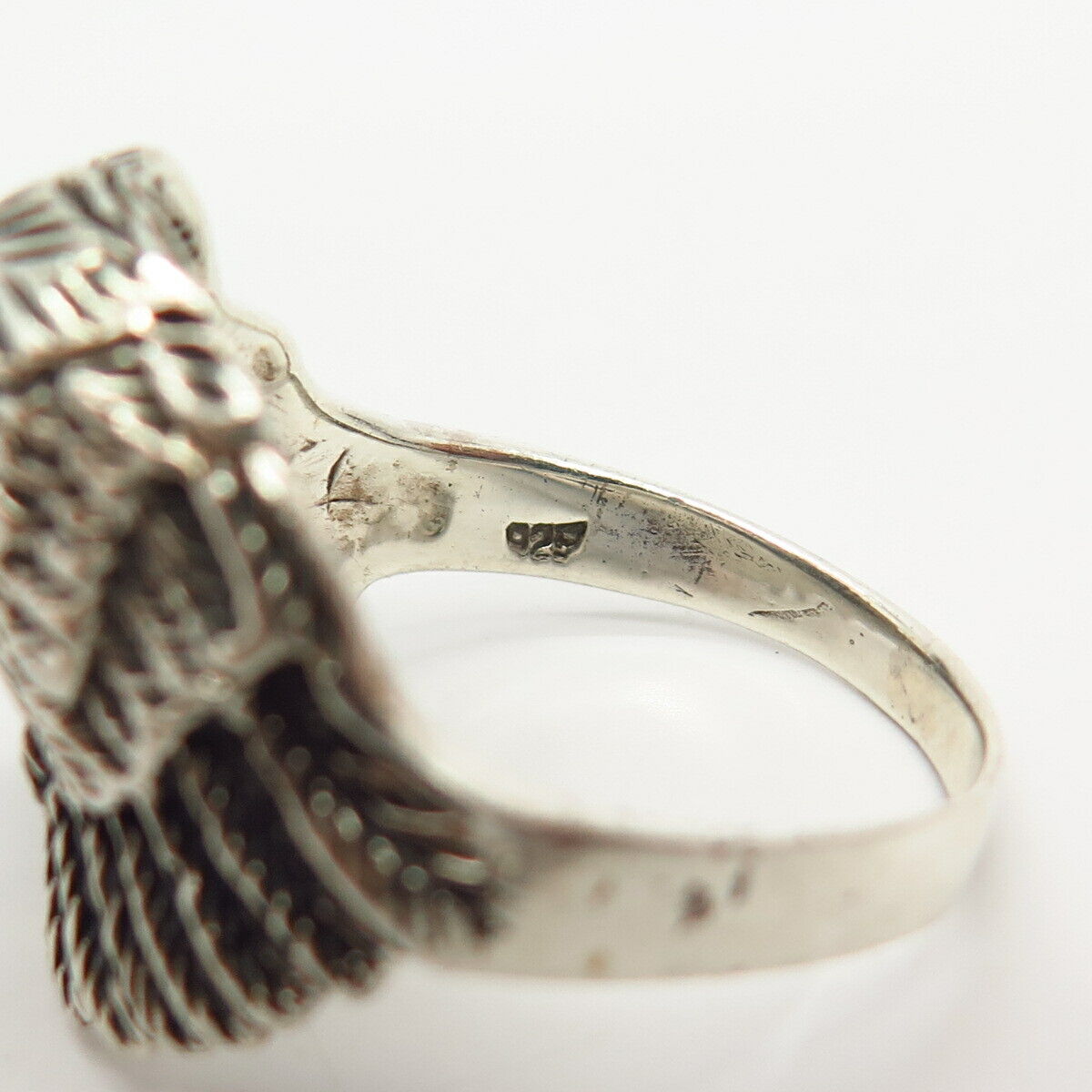 925 Sterling Silver Eagle Head Design Statement Men's Ring