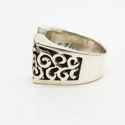 925 Sterling Silver Swirl Design Gap Wide Ring