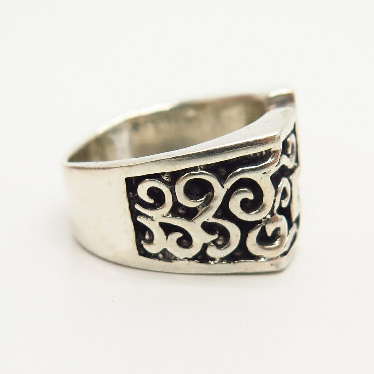 925 Sterling Silver Swirl Design Gap Wide Ring