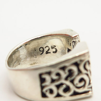 925 Sterling Silver Swirl Design Gap Wide Ring