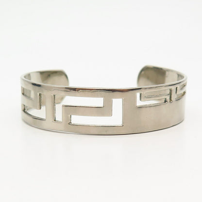 925 Sterling Silver Vintage Mexico Maze Design Cuff Bracelet 7"