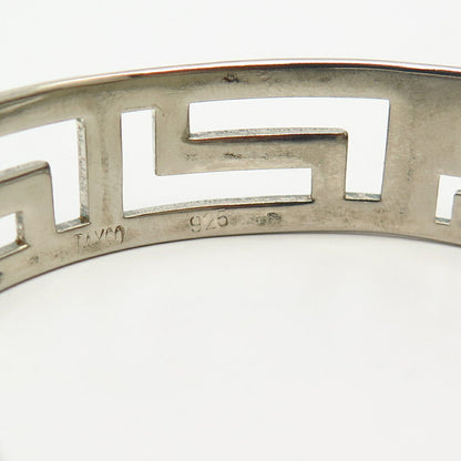 925 Sterling Silver Vintage Mexico Maze Design Cuff Bracelet 7"