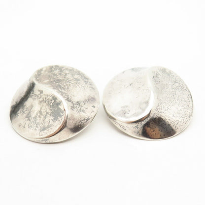 925 Sterling Silver Vintage Curved Design Hollow Clip On Earrings