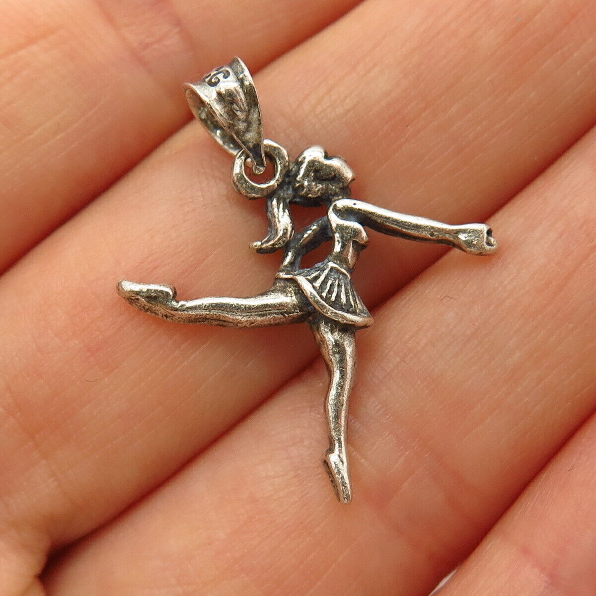 925 Sterling Silver Vintage Cheerleader Dancer Girl Design Pendant