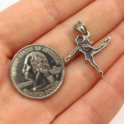 925 Sterling Silver Vintage Cheerleader Dancer Girl Design Pendant