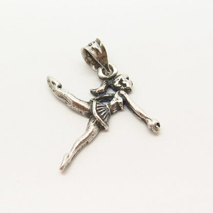 925 Sterling Silver Vintage Cheerleader Dancer Girl Design Pendant