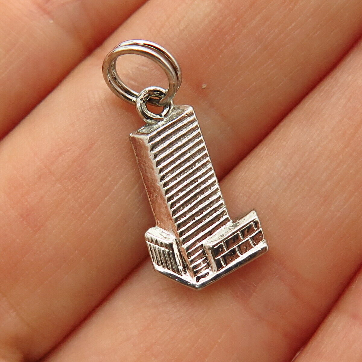 925 Sterling Silver Vintage Tower Design Charm Pendant