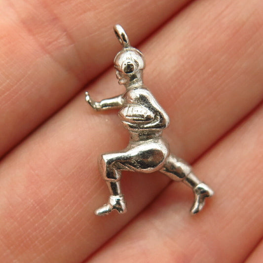 925 Sterling Silver Vintage Rugby Player Design Charm Pendant