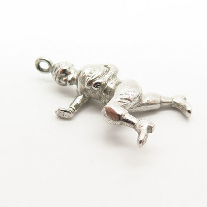 925 Sterling Silver Vintage Rugby Player Design Charm Pendant