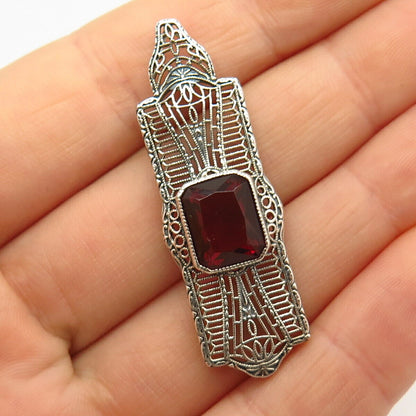 925 Sterling Silver Pink C Z Ethnic Design Slide Pendant