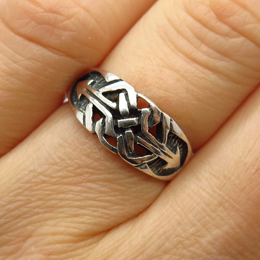 925 Sterling Silver Tribal Arrow Design Ring Size 6