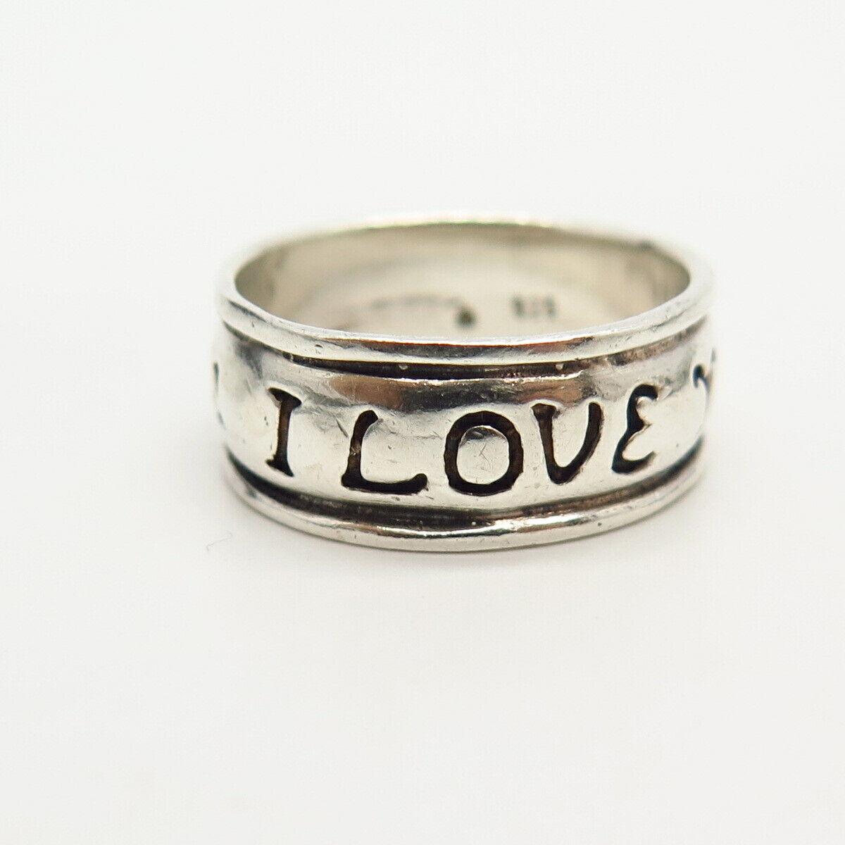 925 Sterling Silver  "I Love You / I Need You" Band Ring Size 6 3/4