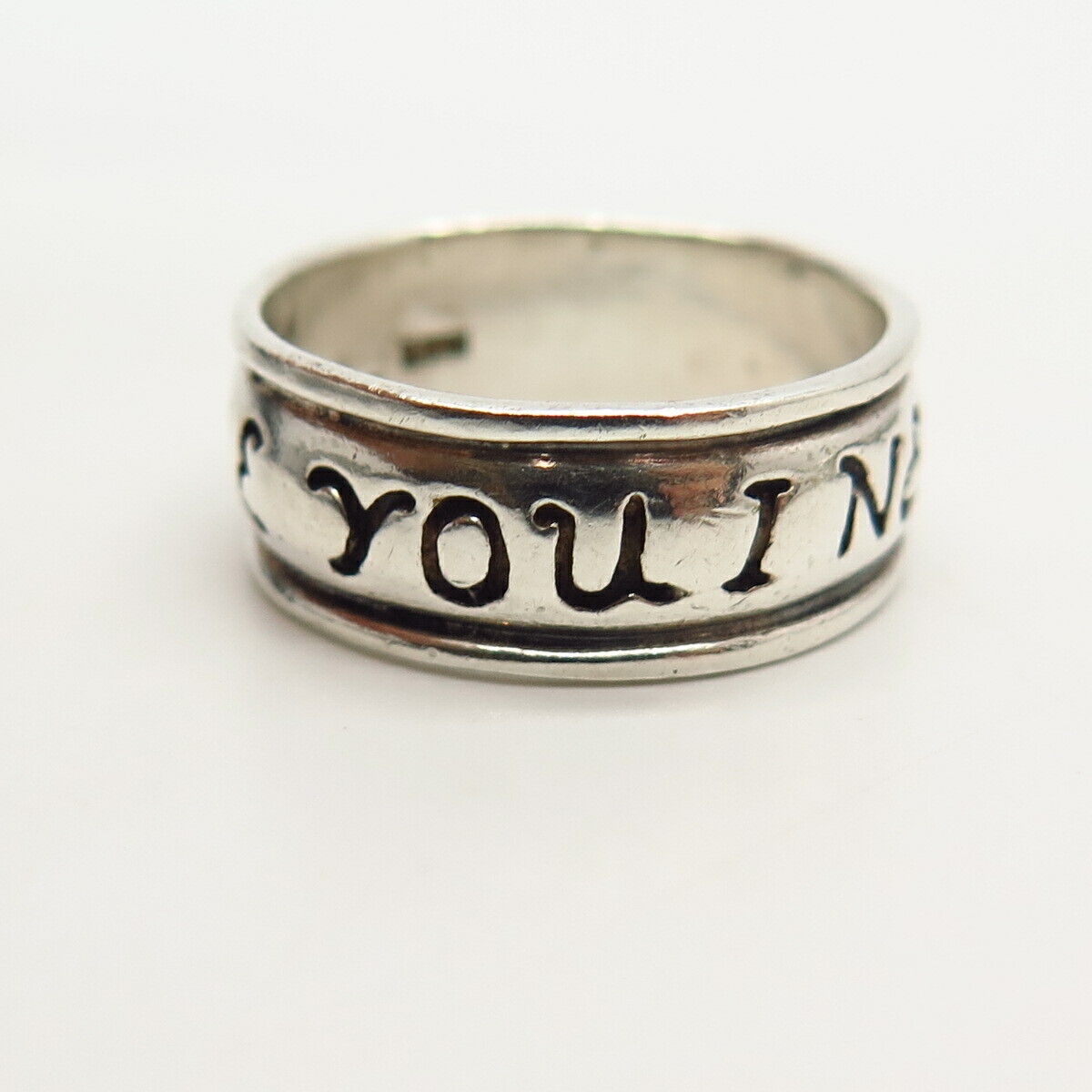 925 Sterling Silver  "I Love You / I Need You" Band Ring Size 6 3/4