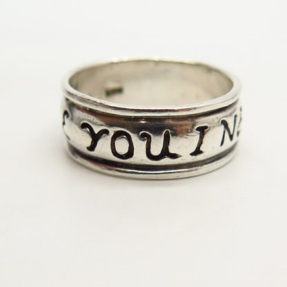 925 Sterling Silver  "I Love You / I Need You" Band Ring Size 6 3/4